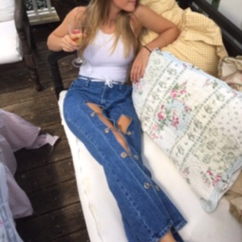 Vintage safety pin jean flare pants size 26